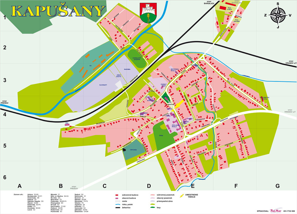 Kapušany - Mapa obce Kapušany