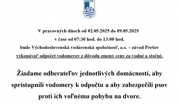 Fotka - Odpočty vody VVS, a.s.