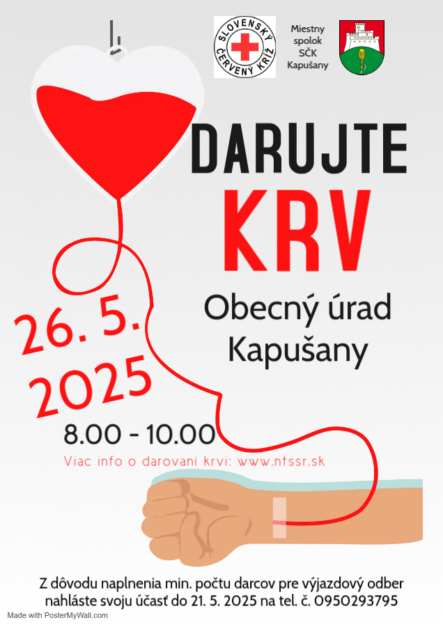 Fotka - Darovanie krvi 26.5. 2025