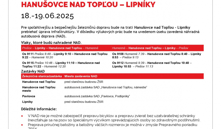 Fotka - Výluky ŽSR Hanušovce nad Topľou  Lipníky_18.-19.06.25