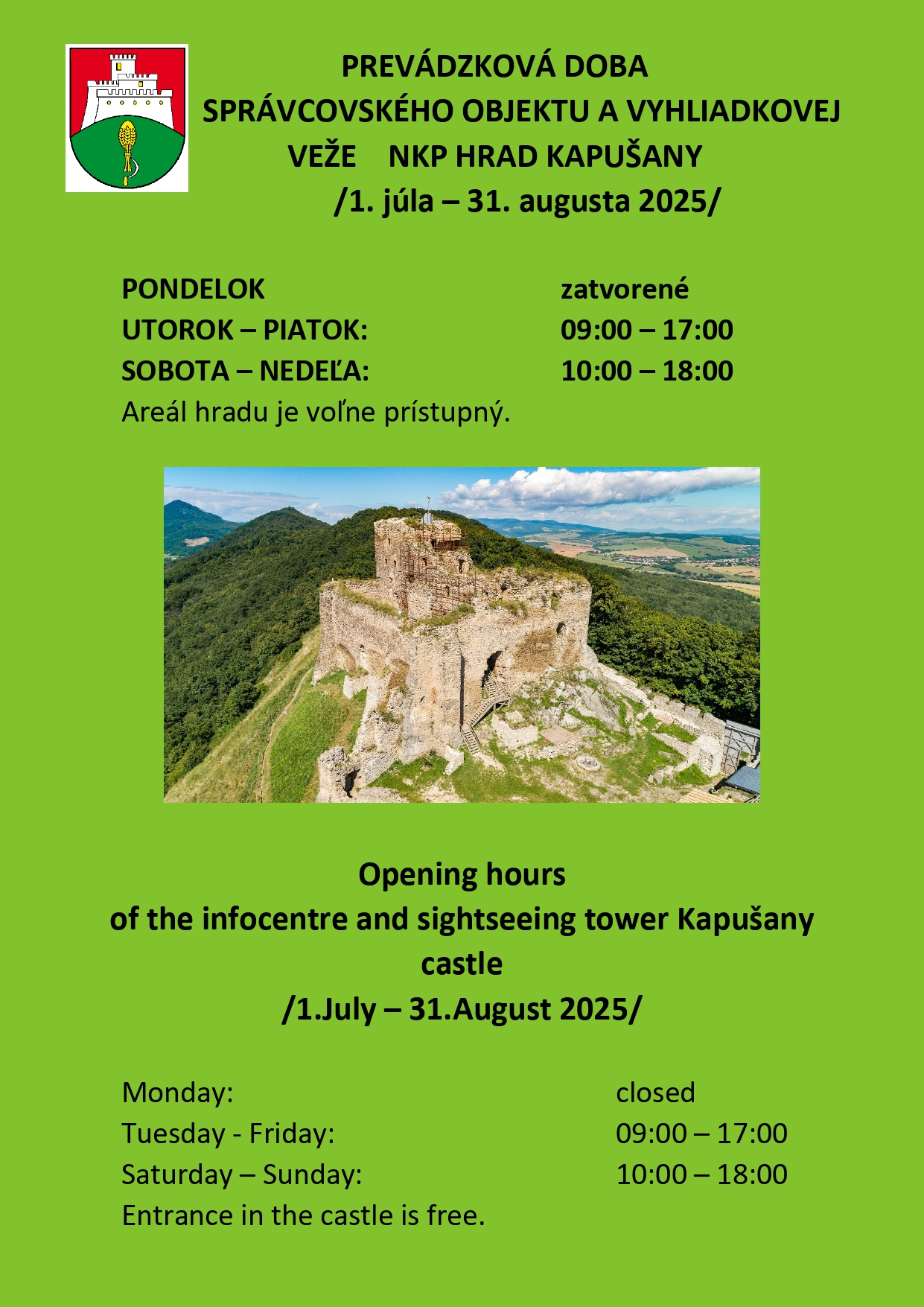 Fotka - Prevádzková doba NKP hrad Kapušany