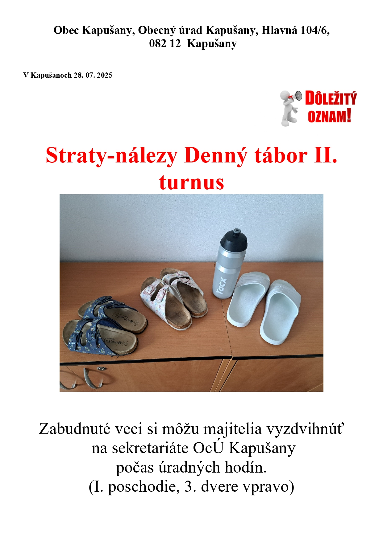 Fotka - straty-nálezy Denný tábor II. turnus