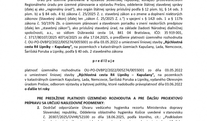 Fotka - Verejná vyhláška - predĺženie platnosti územného rozhodnutia