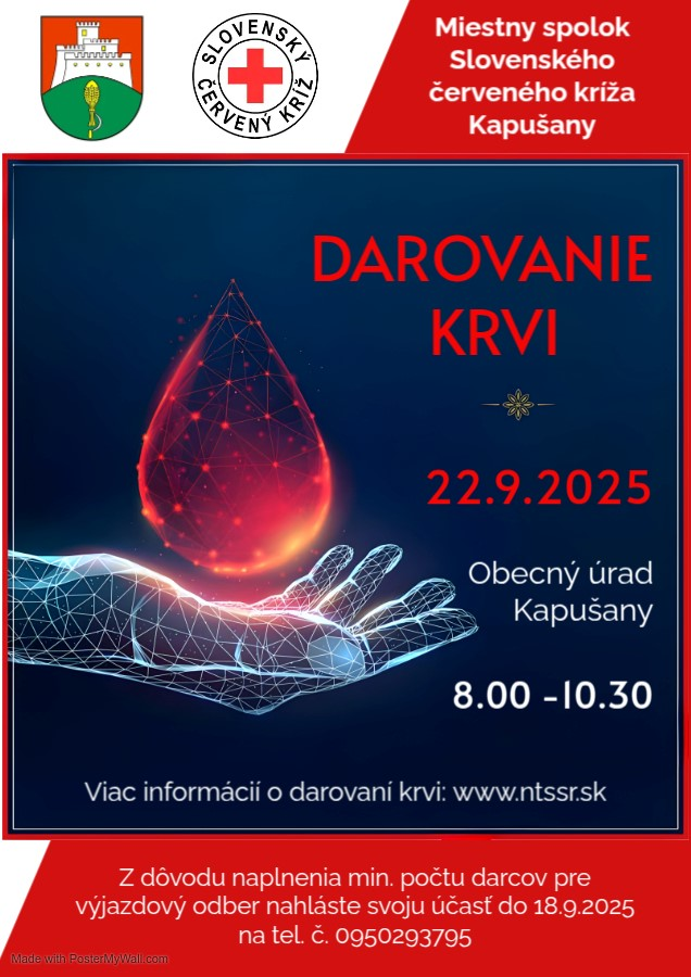 Fotka - Darovanie krvi 22. 9. 2025