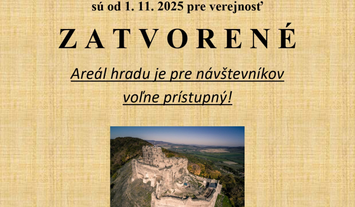 Fotka - Režim NKP Kapušiansky hrad od 1. 11. 2025