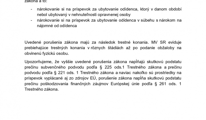 Fotka - Upozornenie ubytovanie odídencov