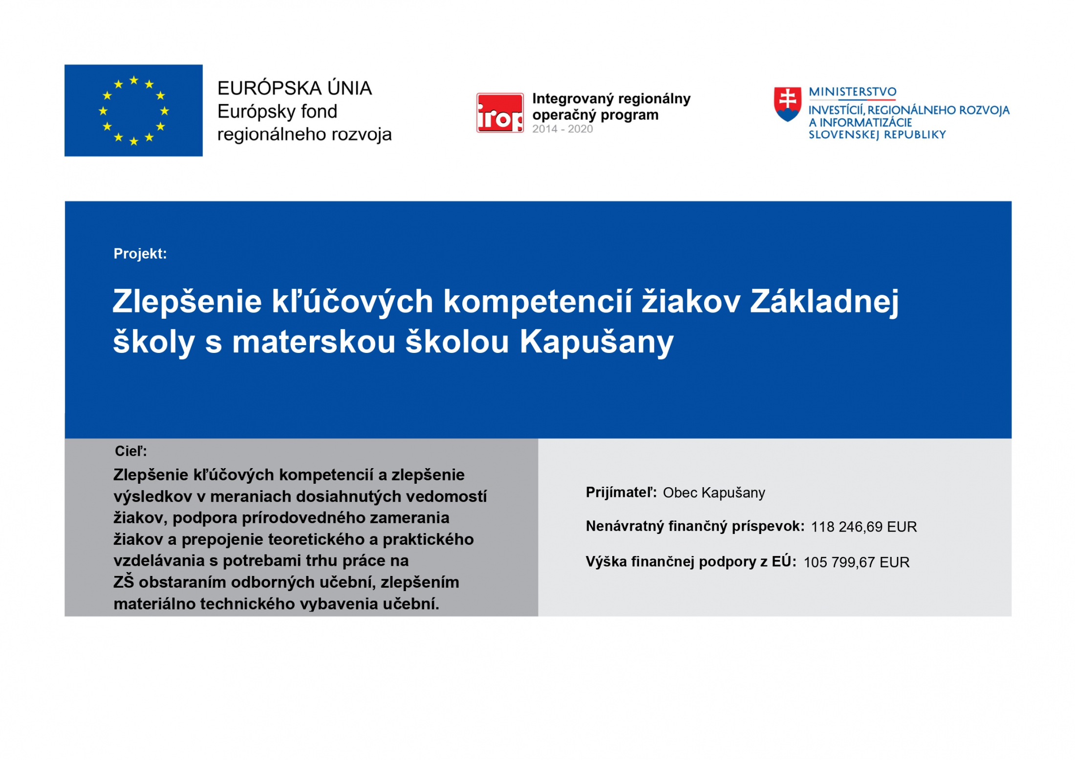 Fotka - Zlepšenie kľúčových kompetencií žiakov ZŠ s MŠ Kapušany