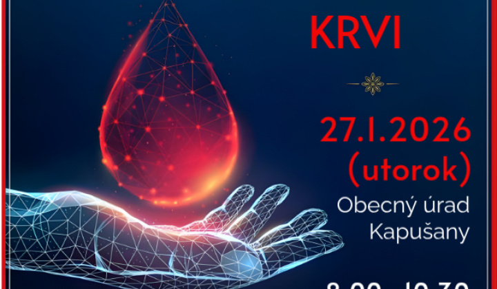 Fotka - Oznam mobilný odber krvi 27. 1. 2026 Obecný úrad Kapušany
