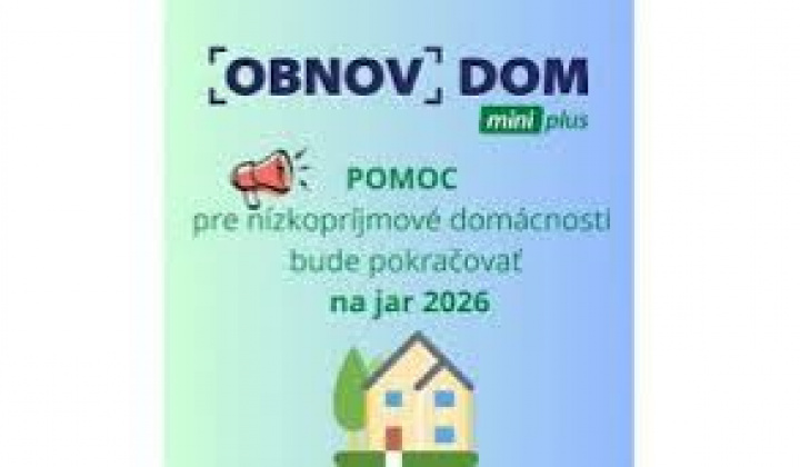 Fotka - Pozvánka na informačný seminár k pripravovanej výzve Obnov dom mini plus 9. 3. 2026