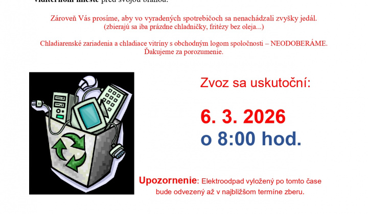 Fotka - Zber elektroodpadu Kapušany 06. 03. 2026
