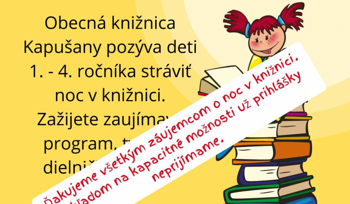 Fotka - Noc v knižnici - ukončené prihlasovanie