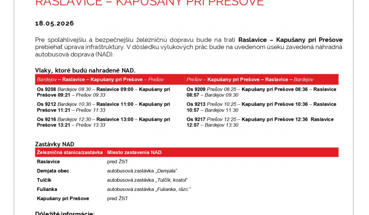 Fotka - Výluky ŽSR Raslavice_Kapušany 18.05.26