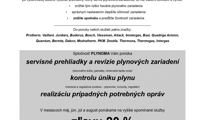 Fotka - Komerčný oznam PLYNOMA