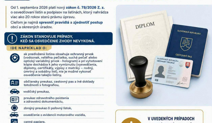 Fotka - Nové pravidlá pri overovaní listín a podpisov platné od 1.9.2026