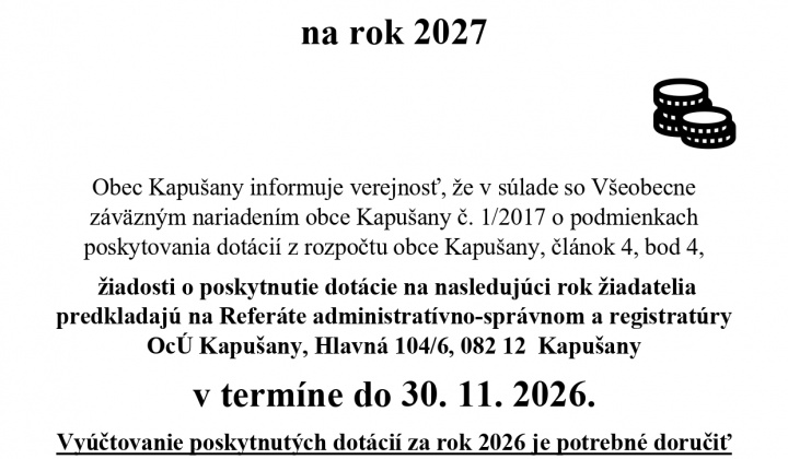 Fotka - Dotácie z rozpočtu obce Kapušany a Kapušany pre všetkých, n.o. 
